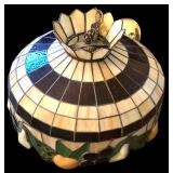 K - Stained Glass Chandelier With 2 Frosted Shades