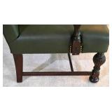 LL-FR - Vintage Wood Frame Chair Olive Green Faux Leather