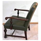 LL-FR - Vintage Wood Frame Chair Olive Green Faux Leather