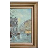 LL-BR2 - Mid-Century Impressionist Paris Street Scene Oil Painting, Signed S. Edward