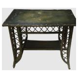 LL-ST - Vintage Wood and Wicker Side Table