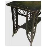 LL-ST - Vintage Wood and Wicker Side Table