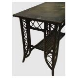 LL-ST - Vintage Wood and Wicker Side Table