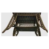LL-ST - Vintage Wood and Wicker Side Table