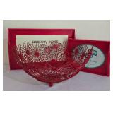 LL-BR1 - Sudberry House Serving Trays and a Red Metal Basket  Mixed Lot of 3