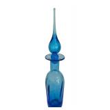 LL-BR1 - Vintage Rainbow Glass Blue Genie Style Decanter & Coordinating Decor