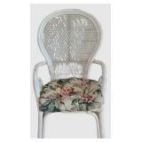 LL-BR2 - Vintage White Wicker Chair With Cushion