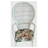 LL-BR2 - Vintage White Wicker Chair With Cushion