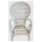 LL-BR2 - Vintage White Wicker Chair With Cushion
