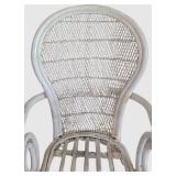 LL-BR2 - Vintage White Wicker Chair With Cushion