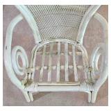 LL-BR2 - Vintage White Wicker Chair With Cushion