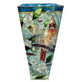 LL-BR2 - Murano Blue Vase, Painted Bird Vase & 4 Faux Lily Sprigs Mixed Lot