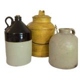LL-BR2 - Vintage Ceramic Vessel Trio - Milk Can, Jug & Crock (Lot of 3)