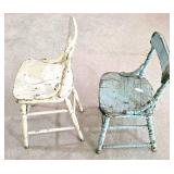 LL-BR2 - Primitive Painted Wood Bench & Chairs Mixed Lot
