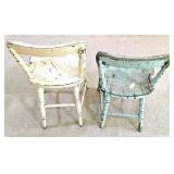 LL-BR2 - Primitive Painted Wood Bench & Chairs Mixed Lot