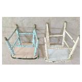LL-BR2 - Primitive Painted Wood Bench & Chairs Mixed Lot