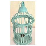 LL-BR2 - White Metal Plant Stand With Turquoise Bird House