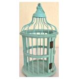 LL-BR2 - White Metal Plant Stand With Turquoise Bird House