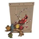 LL-BR2 - Cardinal Plaque & Birds on Branch Decor Mixed Lot