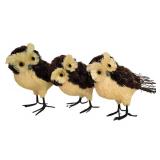 LL-FR - Straw and Twig Owl Figurines (Lot of 3)
