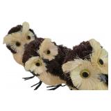 LL-FR - Straw and Twig Owl Figurines (Lot of 3)