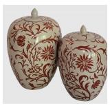 LL-FR - Oriental Accent Hand-Painted Lidded Ginger Jars Set of 2