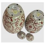 LL-FR - Oriental Accent Hand-Painted Lidded Ginger Jars Set of 2