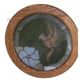 LL-FR - Round Wood Framed Stained Glass Hanging Window