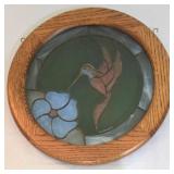 LL-FR - Round Wood Framed Stained Glass Hanging Window