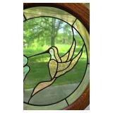 LL-FR - Round Wood Framed Stained Glass Hanging Window