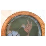 LL-FR - Round Wood Framed Stained Glass Hanging Window