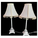 LL-FR - Matching Table Lamps With Beaded Shades Pair