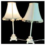 LL-FR - Matching Table Lamps With Beaded Shades Pair