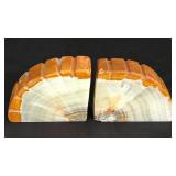 LL-FR - Onyx Marble Shell Bookends (Lot of 2)