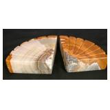 LL-FR - Onyx Marble Shell Bookends (Lot of 2)