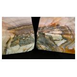 LL-FR - Onyx Marble Shell Bookends (Lot of 2)