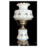 LL-FR - Vintage Quoizel "Abigail Adams" Blue Poppy Hurricane Lamp