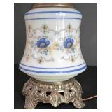 LL-FR - Vintage Quoizel "Abigail Adams" Blue Poppy Hurricane Lamp