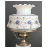 LL-FR - Vintage Quoizel "Abigail Adams" Blue Poppy Hurricane Lamp