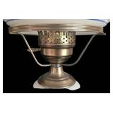 LL-FR - Vintage Quoizel "Abigail Adams" Blue Poppy Hurricane Lamp
