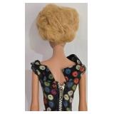 LL-BR1 - Vintage 1960s Blonde Bubble Cut Barbie Doll in #917 Apple Print Sheath Dress