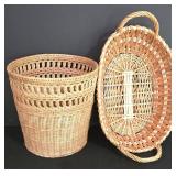 LL-FR - Wicker Shelf Unit, 4 Baskets & Woven Pitcher Mixed Lot
