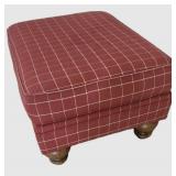 LL-FR - Brick Red Plaid Ottoman With Wooden Legs
