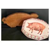 LL-FR - Pig Shaped Cutting Board & Pig Motif Wall Hanging Mixed Lot