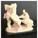 LL-FR - Vintage Gino Ruggeri Horse Chariot Sculpture