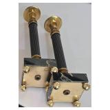 LL-ST - Antique Marble and Brass Candlesticks