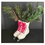 LL-ST - Department 56 Skates Planter With Faux Fir Branches