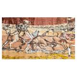 LL-ST - Vintage Textile Bullfight Wall Tapestry