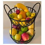 LL-FR - Two Tiered Metal Fruit Basket With Faux Fruit
