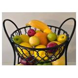LL-FR - Two Tiered Metal Fruit Basket With Faux Fruit